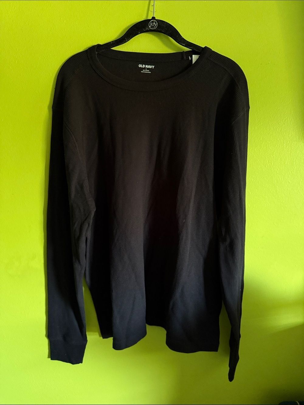 NWT Old Navy Black Waffle Knit Thermal Long Sleeve Top Shirt Size L